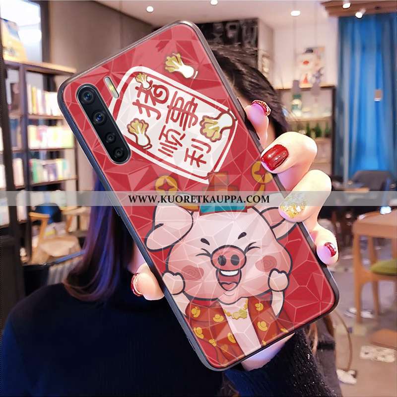 Kuori Oppo A91, Kuoret Oppo A91, Kotelo Oppo A91 Kukkakuvio Pehmeä Neste Kissa Puhelimen Punainen