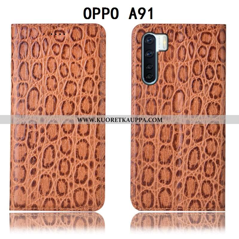 Kuori Oppo A91, Kuoret Oppo A91, Kotelo Oppo A91 Kukkakuvio Suojaus All Inclusive Ruskea