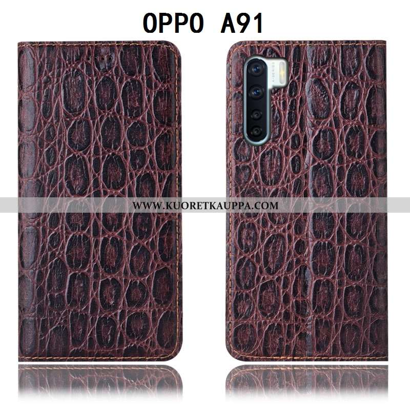 Kuori Oppo A91, Kuoret Oppo A91, Kotelo Oppo A91 Kukkakuvio Suojaus All Inclusive Ruskea
