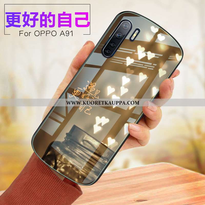 Kuori Oppo A91, Kuoret Oppo A91, Kotelo Oppo A91 Lasi Pehmeä Neste Puhelimen Murtumaton Pinkki