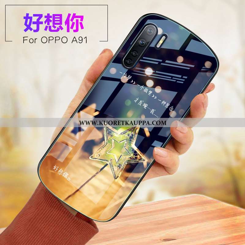 Kuori Oppo A91, Kuoret Oppo A91, Kotelo Oppo A91 Lasi Pehmeä Neste Puhelimen Murtumaton Pinkki