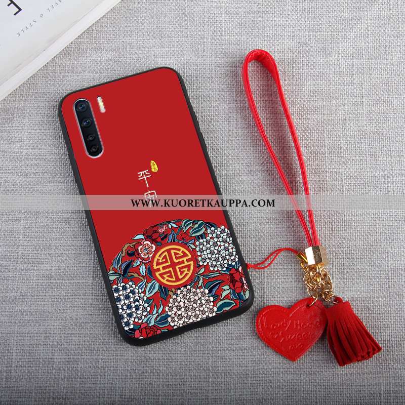 Kuori Oppo A91, Kuoret Oppo A91, Kotelo Oppo A91 Lasi Tila Puhelimen Ripustettavat Koristeet Punaine