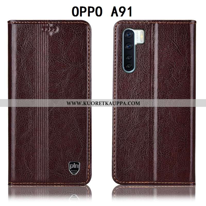 Kuori Oppo A91, Kuoret Oppo A91, Kotelo Oppo A91 Nahkakuori Suojaus Murtumaton All Inclusive Ruskea