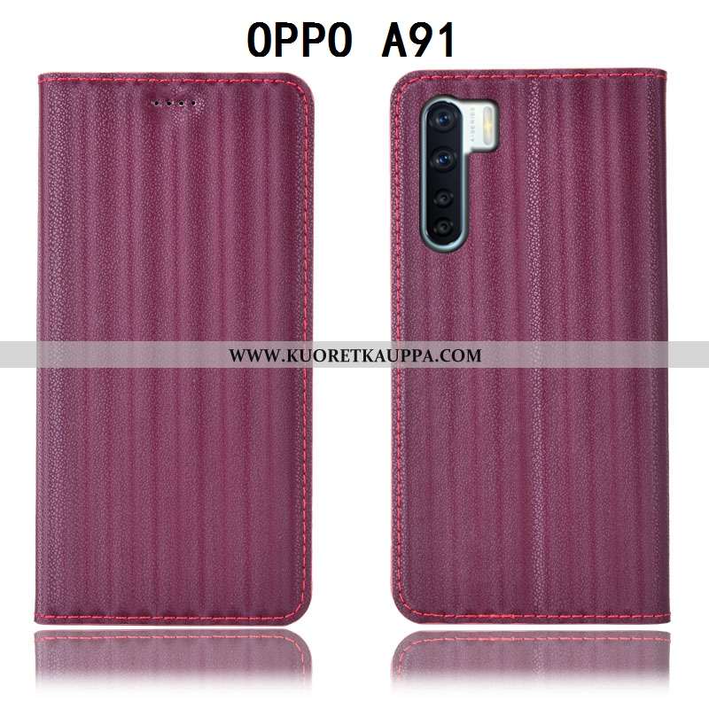 Kuori Oppo A91, Kuoret Oppo A91, Kotelo Oppo A91 Suojaus Nahkakuori Violetti