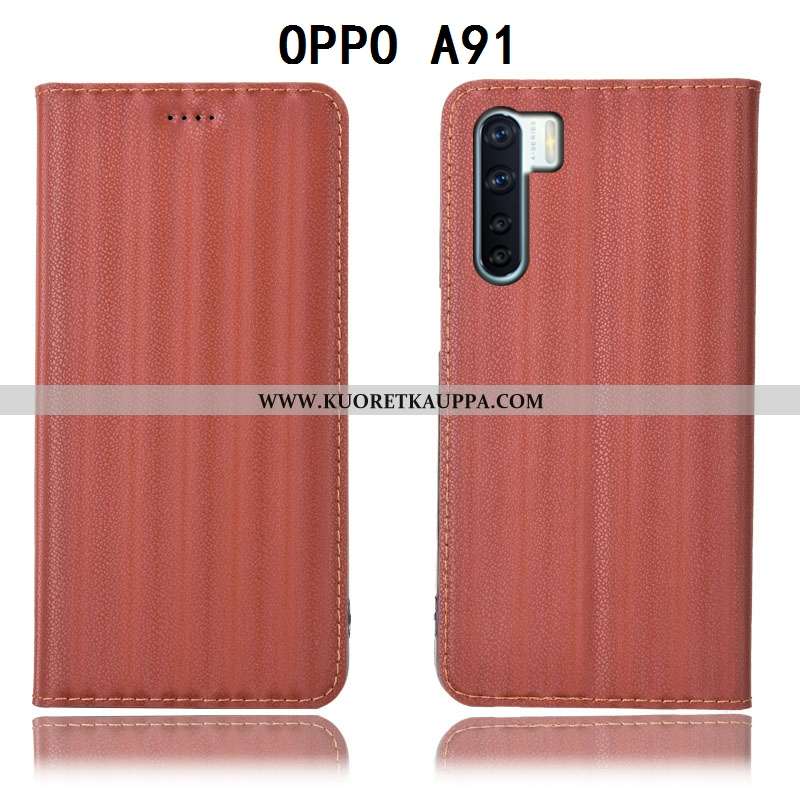 Kuori Oppo A91, Kuoret Oppo A91, Kotelo Oppo A91 Suojaus Nahkakuori Violetti