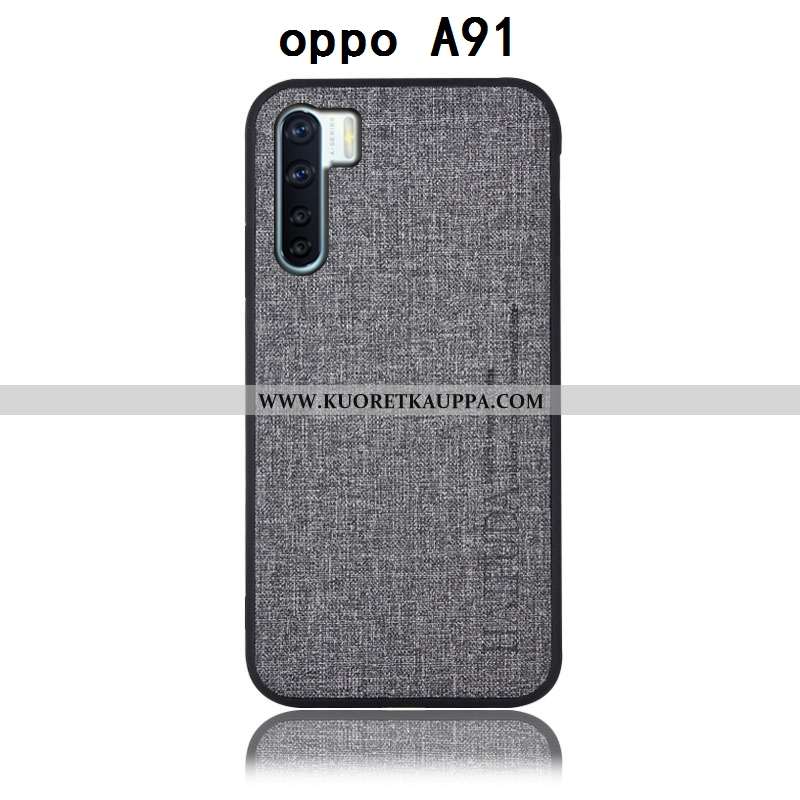 Kuori Oppo A91, Kuoret Oppo A91, Kotelo Oppo A91 Suojaus Pellava Puhelimen Murtumaton Harmaa