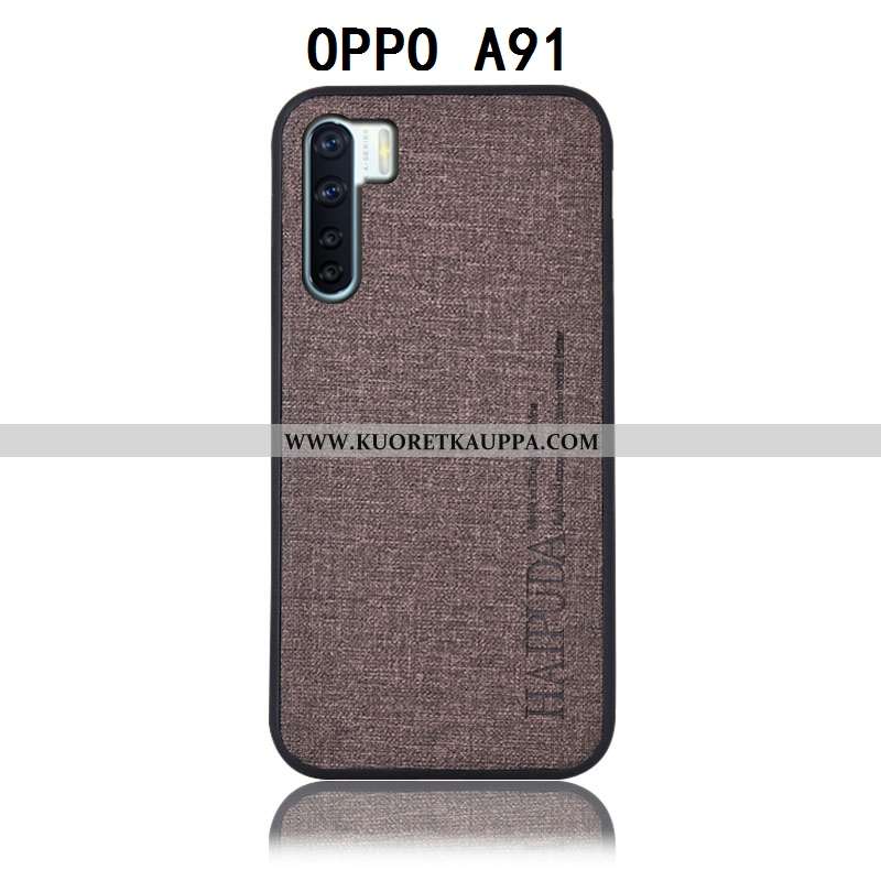 Kuori Oppo A91, Kuoret Oppo A91, Kotelo Oppo A91 Suojaus Pellava Puhelimen Murtumaton Harmaa