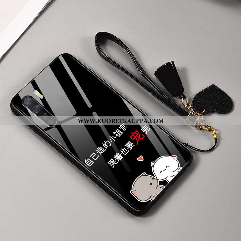 Kuori Oppo A91, Kuoret Oppo A91, Kotelo Oppo A91 Ultra Pehmeä Neste Lasi Nuoret Sarjakuva Mustat