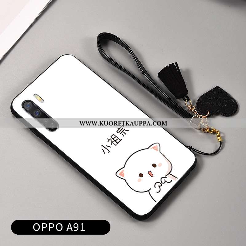 Kuori Oppo A91, Kuoret Oppo A91, Kotelo Oppo A91 Ultra Pehmeä Neste Lasi Nuoret Sarjakuva Mustat