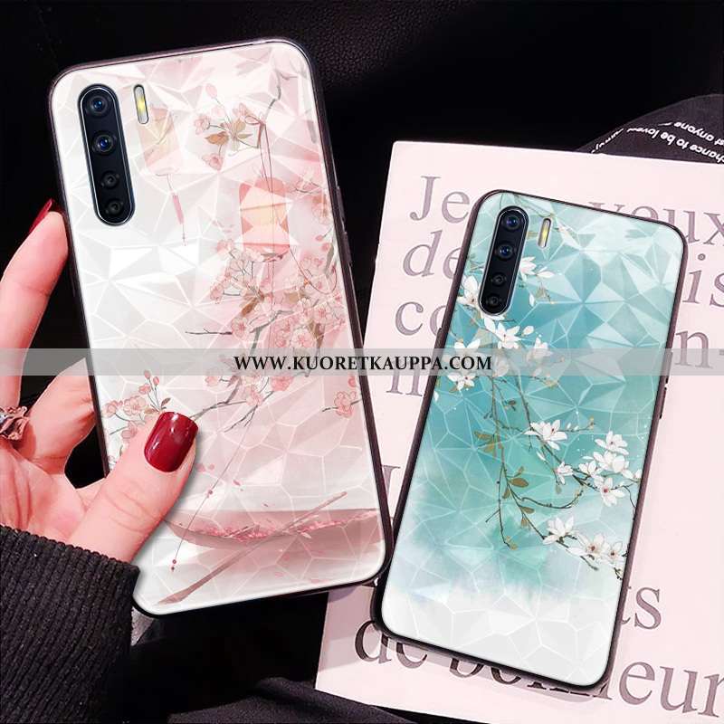 Kuori Oppo A91, Kuoret Oppo A91, Kotelo Oppo A91 Vuosikerta Kukkakuvio Timantti Puhelimen Vihreä