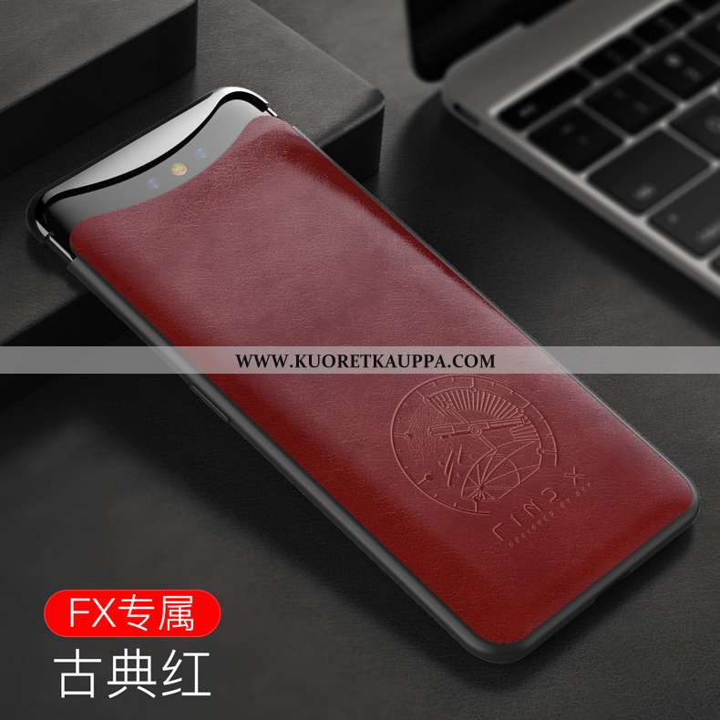 Kuori Oppo Find X, Kuoret Oppo Find X, Kotelo Oppo Find X Luova Aito Nahka Puhelimen Viini Punainen 