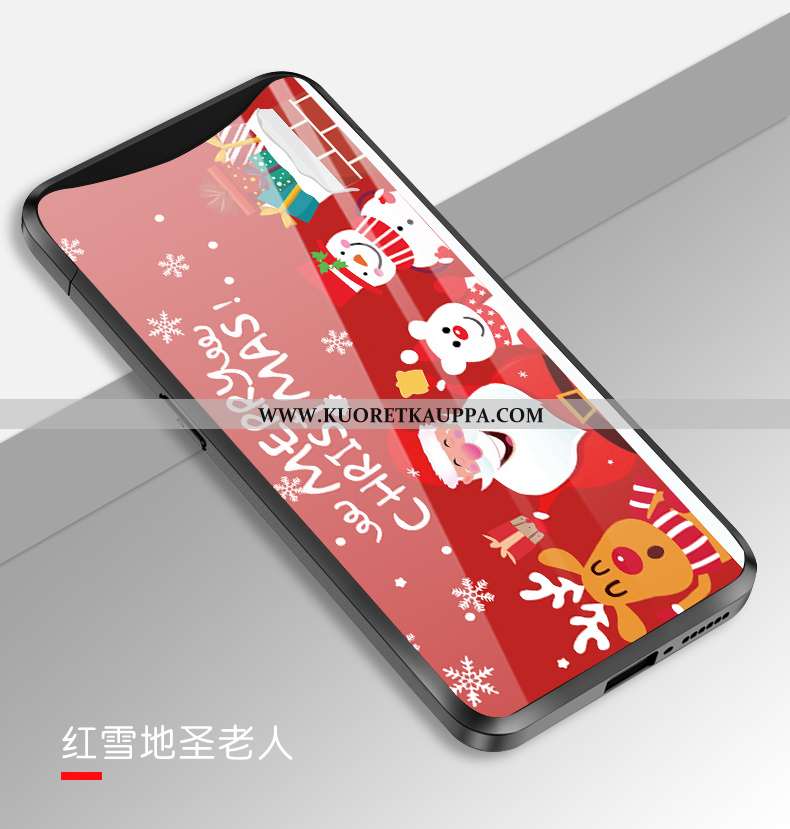 Kuori Oppo Find X, Kuoret Oppo Find X, Kotelo Oppo Find X Luova Suuntaus Peili Hirvi Lasi Punainen