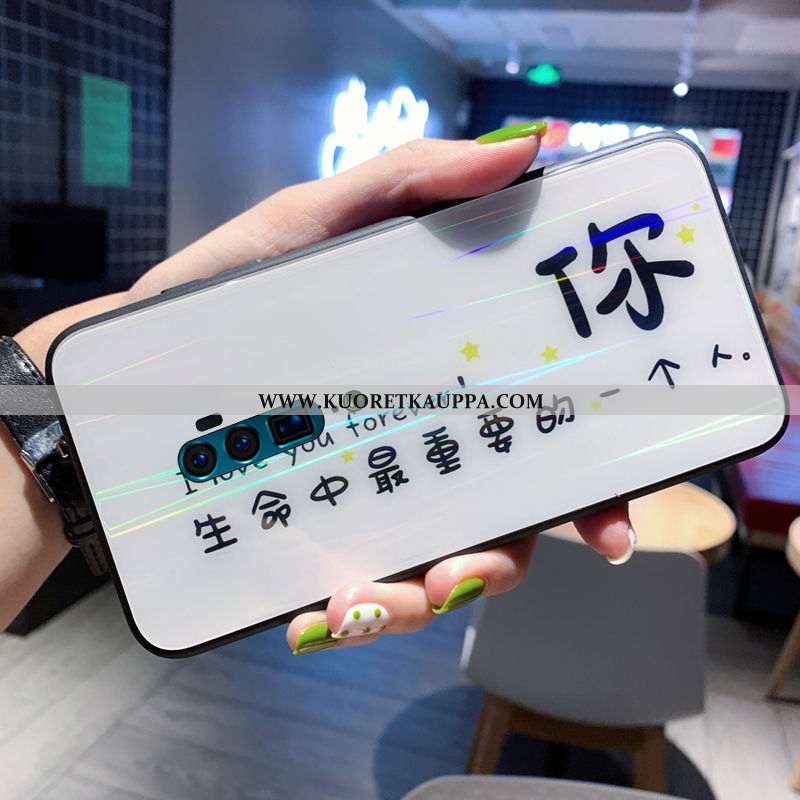 Kuori Oppo Reno 10x Zoom, Kuoret Oppo Reno 10x Zoom, Kotelo Oppo Reno 10x Zoom Lasi Suuntaus Valkoin