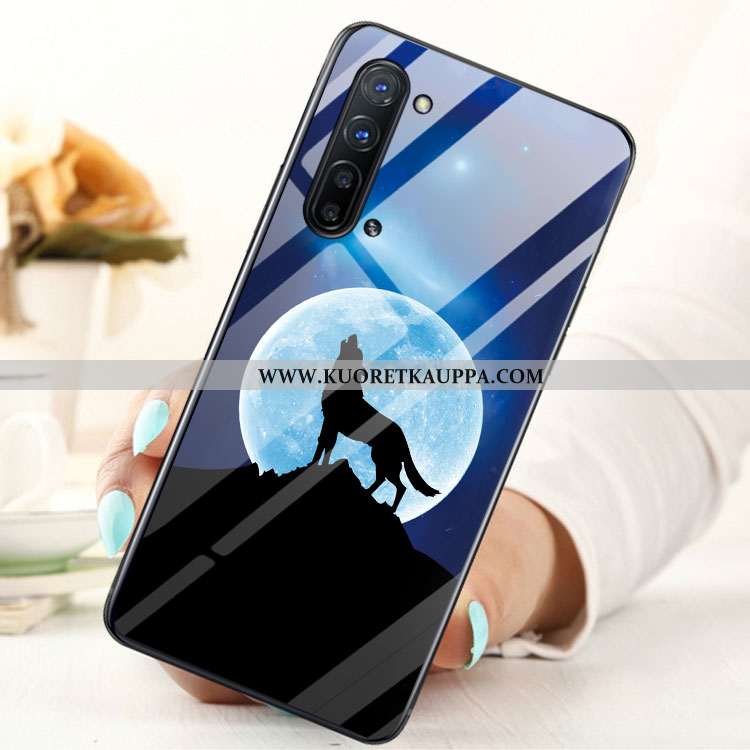 Kuori Oppo Reno 3, Kuoret Oppo Reno 3, Kotelo Oppo Reno 3 Lasi Sininen Puhelimen