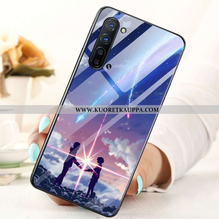 Kuori Oppo Reno 3, Kuoret Oppo Reno 3, Kotelo Oppo Reno 3 Lasi Sininen Puhelimen