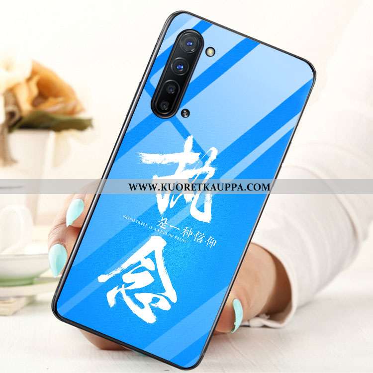 Kuori Oppo Reno 3, Kuoret Oppo Reno 3, Kotelo Oppo Reno 3 Lasi Sininen Puhelimen
