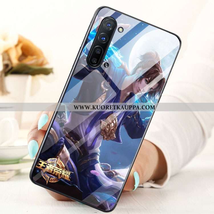 Kuori Oppo Reno 3, Kuoret Oppo Reno 3, Kotelo Oppo Reno 3 Lasi Sininen Puhelimen