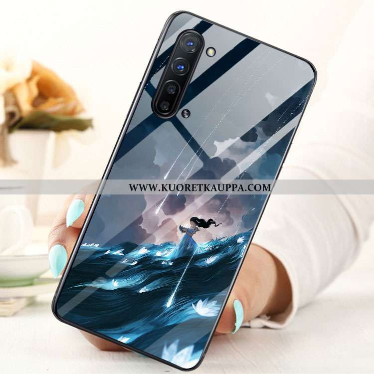 Kuori Oppo Reno 3, Kuoret Oppo Reno 3, Kotelo Oppo Reno 3 Lasi Sininen Puhelimen