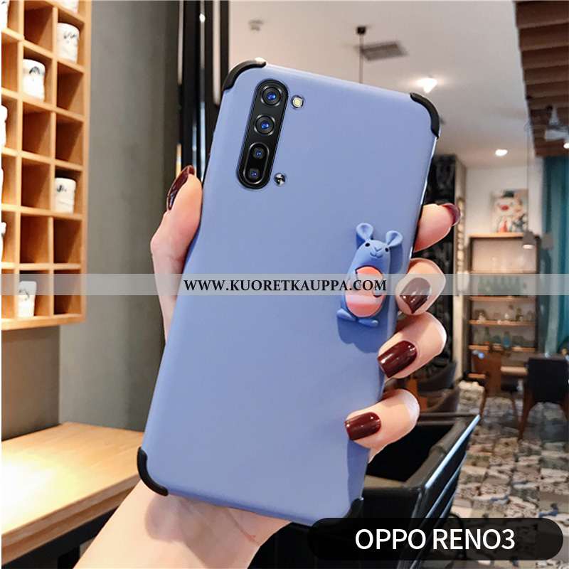 Kuori Oppo Reno 3, Kuoret Oppo Reno 3, Kotelo Oppo Reno 3 Sarjakuva Kukkakuvio Sininen Persoonallisu