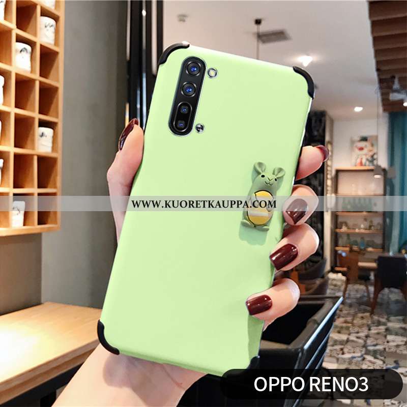 Kuori Oppo Reno 3, Kuoret Oppo Reno 3, Kotelo Oppo Reno 3 Sarjakuva Kukkakuvio Sininen Persoonallisu