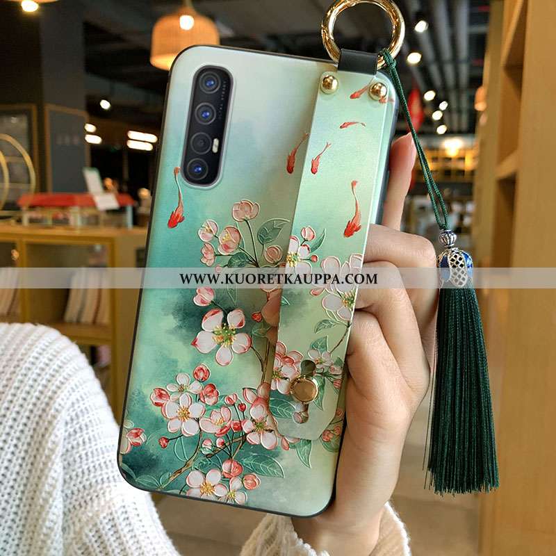 Kuori Oppo Reno 3 Pro, Kuoret Oppo Reno 3 Pro, Kotelo Oppo Reno 3 Pro Pehmeä Neste Vihreä Fringed Pu