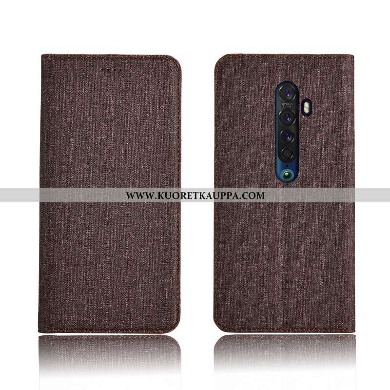 Kuori Oppo Reno2, Kuoret Oppo Reno2, Kotelo Oppo Reno2 Pellava Nahkakuori Silikoni Murtumaton Tumman