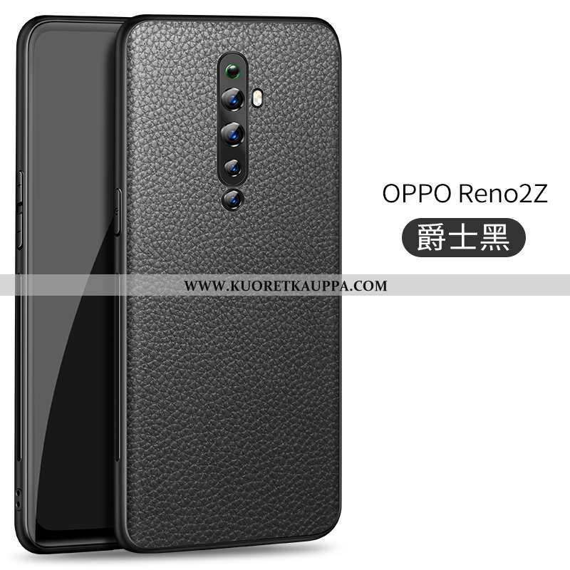 Kuori Oppo Reno2 Z, Kuoret Oppo Reno2 Z, Kotelo Oppo Reno2 Z Nahkakuori Nahka Musta Mustat
