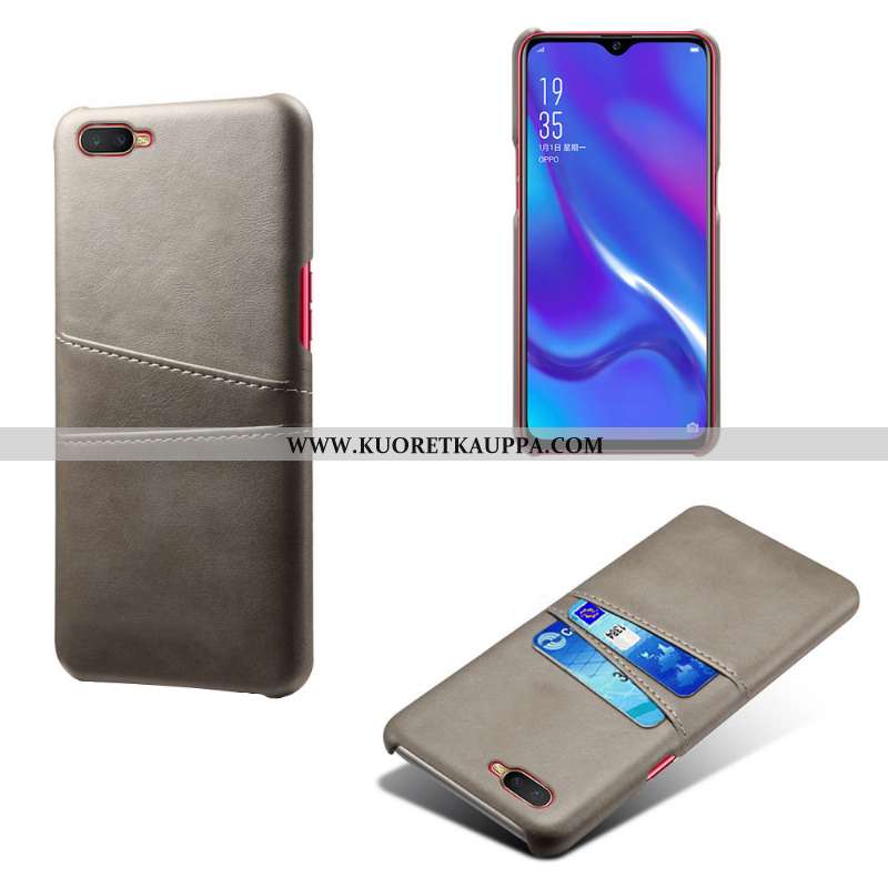 Kuori Oppo Rx17 Neo, Kuoret Oppo Rx17 Neo, Kotelo Oppo Rx17 Neo Suojaus Nahkakuori Harmaa Nahka