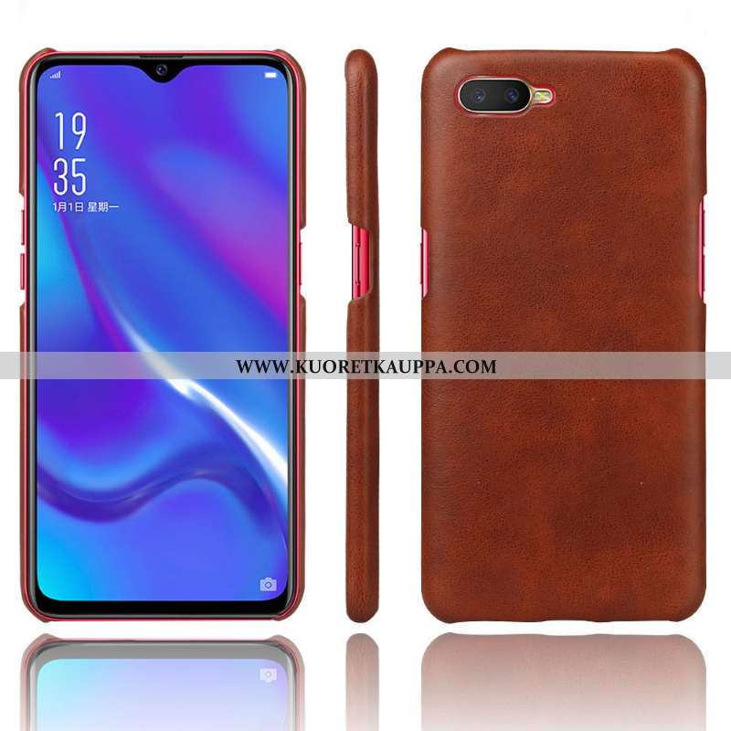 Kuori Oppo Rx17 Neo, Kuoret Oppo Rx17 Neo, Kotelo Oppo Rx17 Neo Suuntaus Suojaus Nahka Ruskea