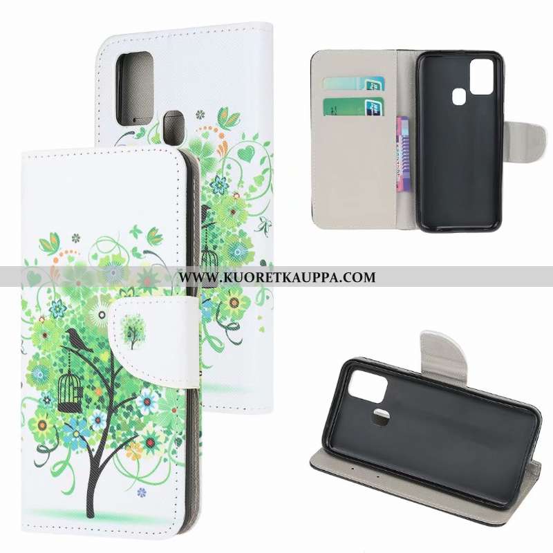 Kuori Samsung Galaxy A21s, Kuoret Samsung Galaxy A21s, Kotelo Samsung Galaxy A21s Nahkakuori Kukkaku