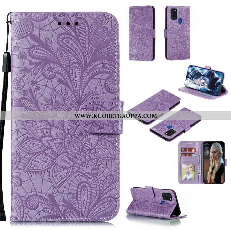 Kuori Samsung Galaxy A21s, Kuoret Samsung Galaxy A21s, Kotelo Samsung Galaxy A21s Nahkakuori Pitsi P