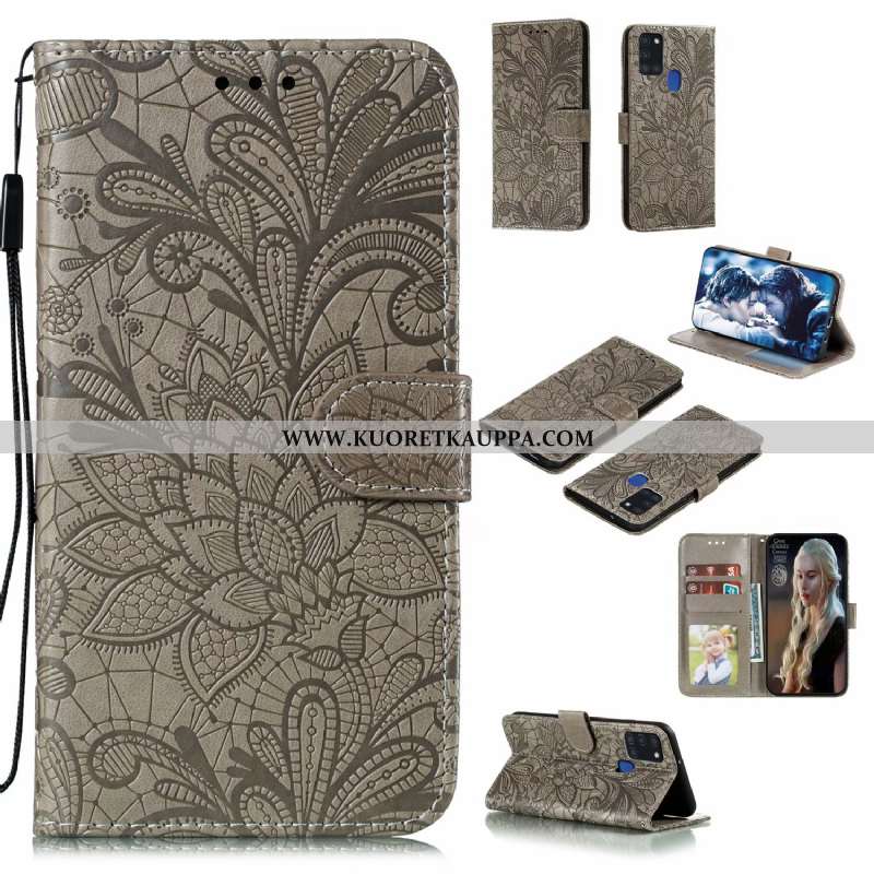 Kuori Samsung Galaxy A21s, Kuoret Samsung Galaxy A21s, Kotelo Samsung Galaxy A21s Nahkakuori Pitsi P