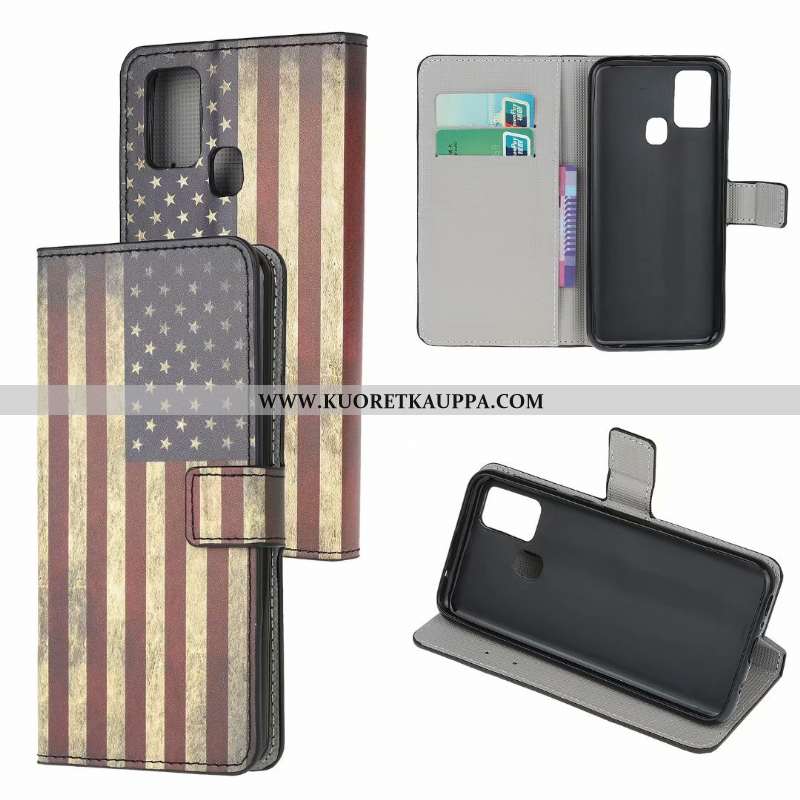 Kuori Samsung Galaxy A21s, Kuoret Samsung Galaxy A21s, Kotelo Samsung Galaxy A21s Nahkakuori Puhelim