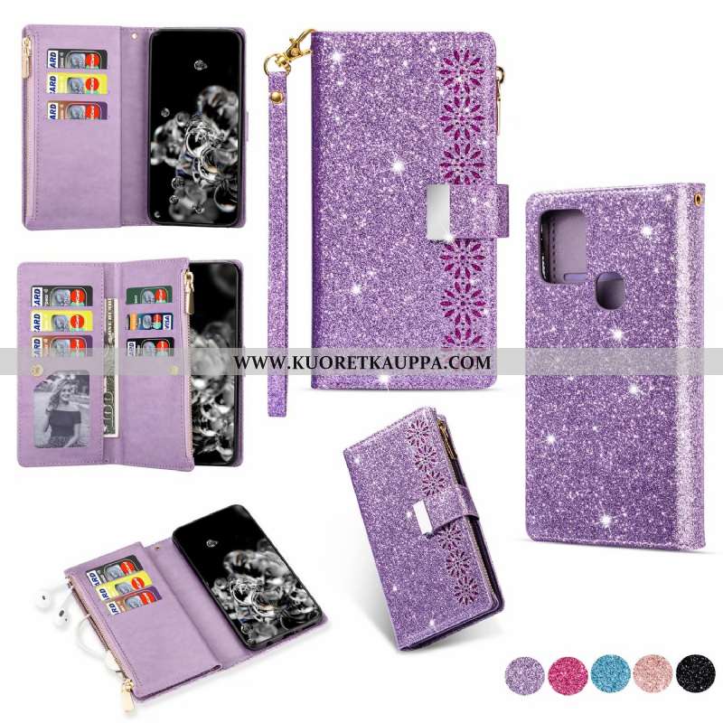 Kuori Samsung Galaxy A21s, Kuoret Samsung Galaxy A21s, Kotelo Samsung Galaxy A21s Nahkakuori Violett