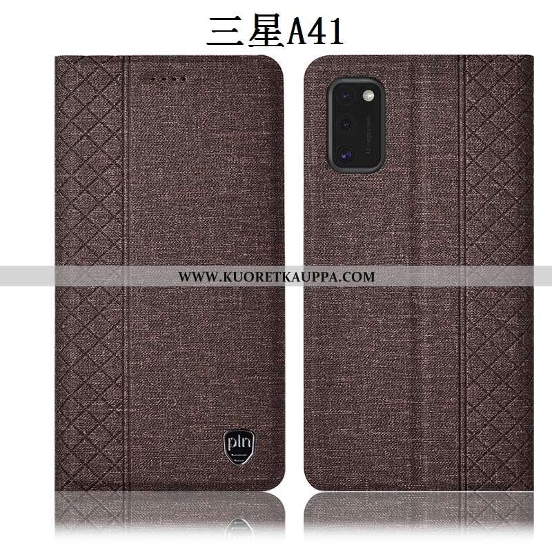 Kuori Samsung Galaxy A41, Kuoret Samsung Galaxy A41, Kotelo Samsung Galaxy A41 Pellava Nahkakuori Su