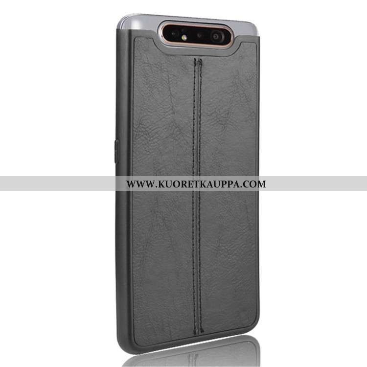 Kuori Samsung Galaxy A80, Kuoret Samsung Galaxy A80, Kotelo Samsung Galaxy A80 Suojaus Nahka Musta T