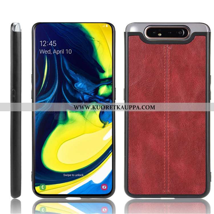 Kuori Samsung Galaxy A80, Kuoret Samsung Galaxy A80, Kotelo Samsung Galaxy A80 Suojaus Nahka Musta T
