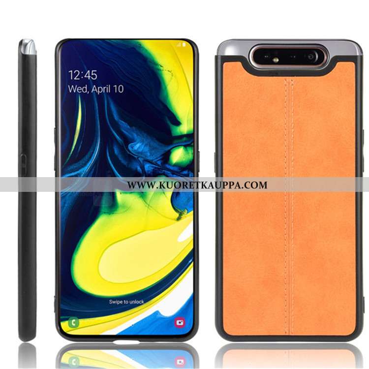 Kuori Samsung Galaxy A80, Kuoret Samsung Galaxy A80, Kotelo Samsung Galaxy A80 Suojaus Nahka Musta T