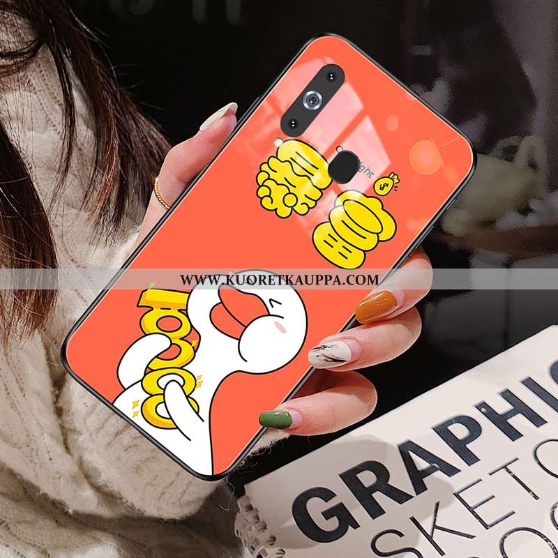 Kuori Samsung Galaxy A8s, Kuoret Samsung Galaxy A8s, Kotelo Samsung Galaxy A8s Lasi Sarjakuva Punain