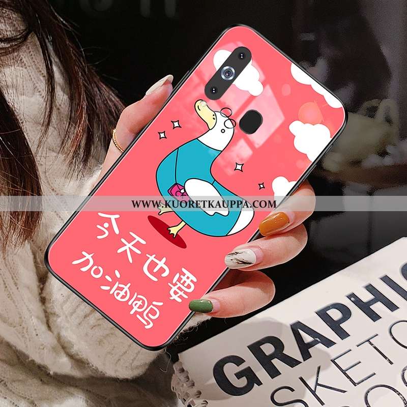 Kuori Samsung Galaxy A8s, Kuoret Samsung Galaxy A8s, Kotelo Samsung Galaxy A8s Lasi Sarjakuva Punain