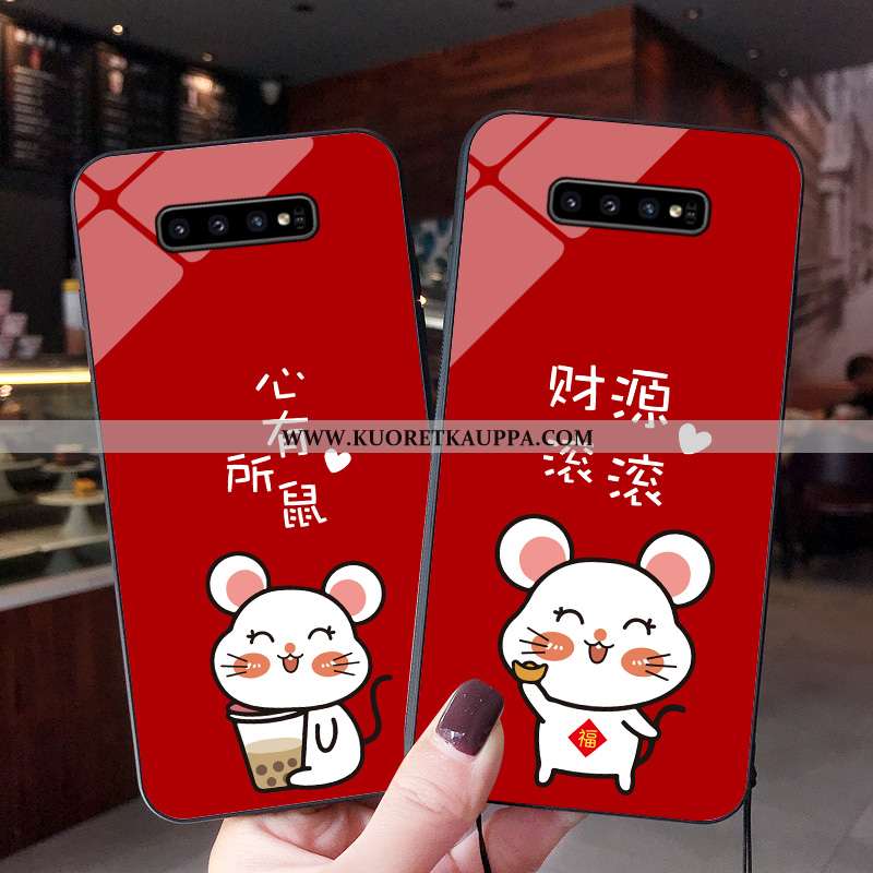 Kuori Samsung Galaxy S10+, Kuoret Samsung Galaxy S10+, Kotelo Samsung Galaxy S10+ Lasi Sarjakuva Pun