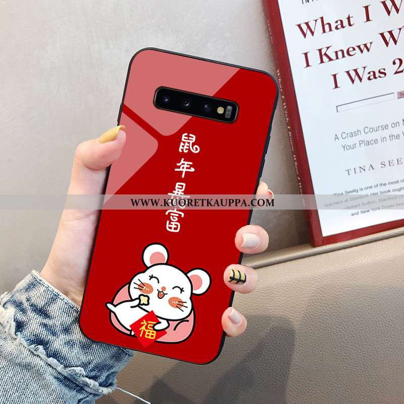 Kuori Samsung Galaxy S10+, Kuoret Samsung Galaxy S10+, Kotelo Samsung Galaxy S10+ Lasi Sarjakuva Pun