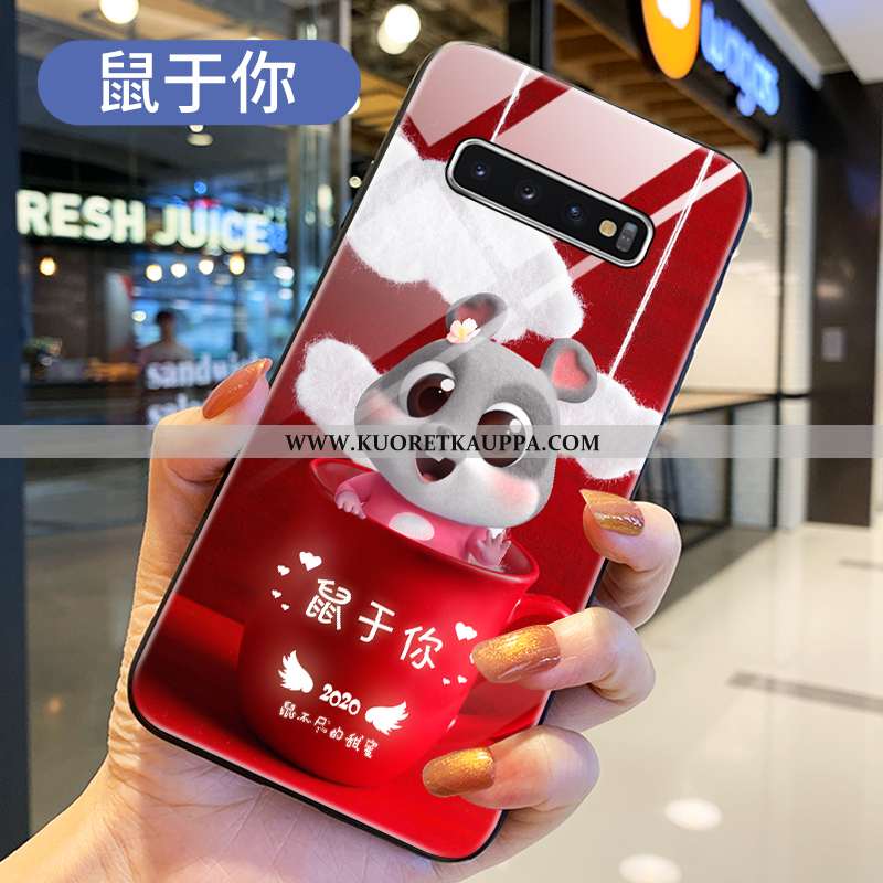 Kuori Samsung Galaxy S10+, Kuoret Samsung Galaxy S10+, Kotelo Samsung Galaxy S10+ Lasi Suojaus Punai