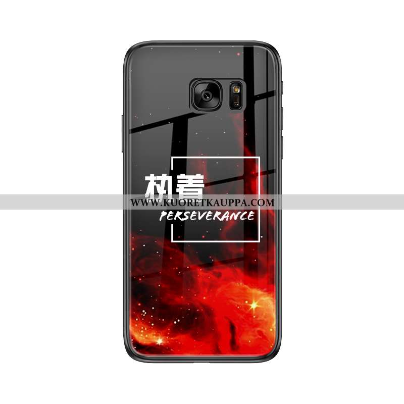 Kuori Samsung Galaxy S7, Kuoret Samsung Galaxy S7, Kotelo Samsung Galaxy S7 Lasi Silikoni Tähti Must