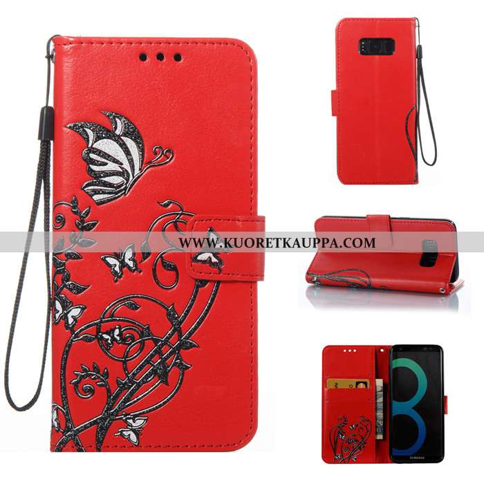 Kuori Samsung Galaxy S8, Kuoret Samsung Galaxy S8, Kotelo Samsung Galaxy S8 Nahkakuori Silikoni Puna