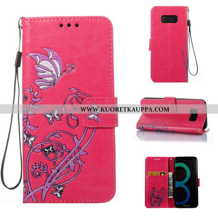 Kuori Samsung Galaxy S8, Kuoret Samsung Galaxy S8, Kotelo Samsung Galaxy S8 Nahkakuori Silikoni Puna