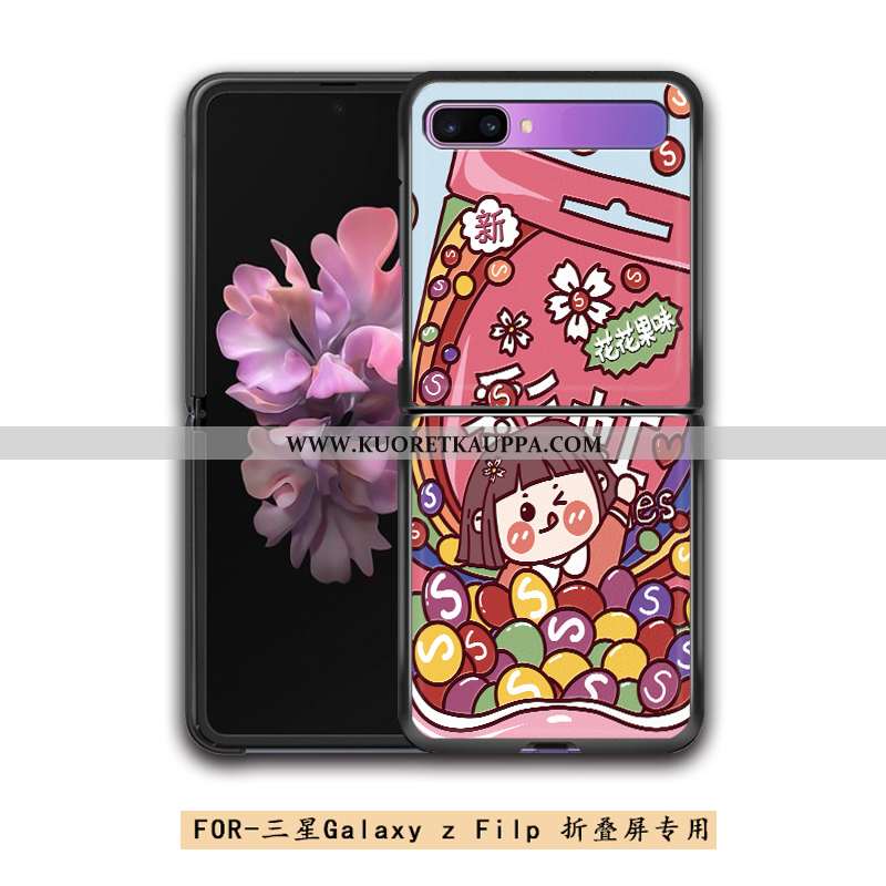 Kuori Samsung Z Flip, Kuoret Samsung Z Flip, Kotelo Samsung Z Flip Kukkakuvio Suojaus Sininen Nahka