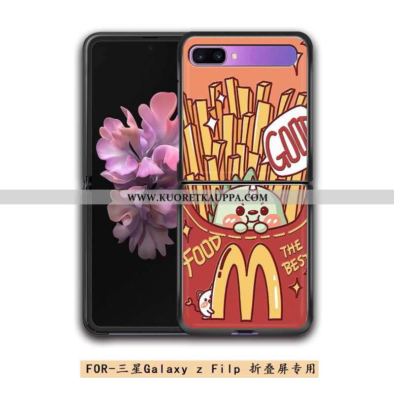 Kuori Samsung Z Flip, Kuoret Samsung Z Flip, Kotelo Samsung Z Flip Kukkakuvio Suojaus Sininen Nahka