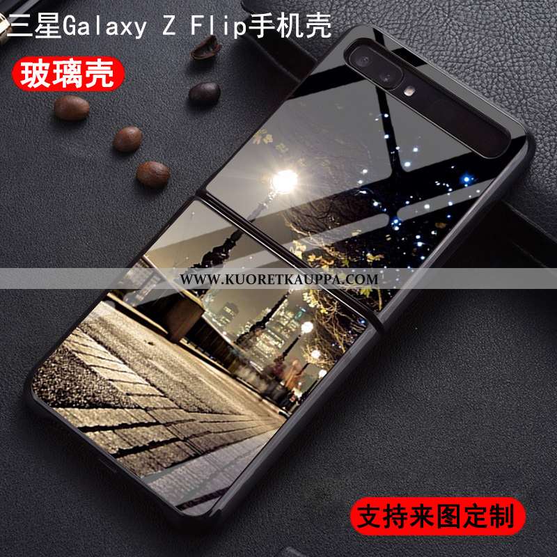 Kuori Samsung Z Flip, Kuoret Samsung Z Flip, Kotelo Samsung Z Flip Lasi Suojaus Musta Uusi Mustat