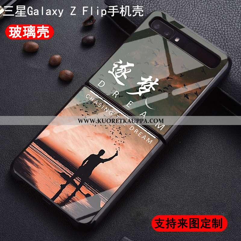 Kuori Samsung Z Flip, Kuoret Samsung Z Flip, Kotelo Samsung Z Flip Lasi Suojaus Musta Uusi Mustat